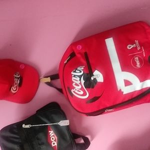 Coca cola hat and backpack